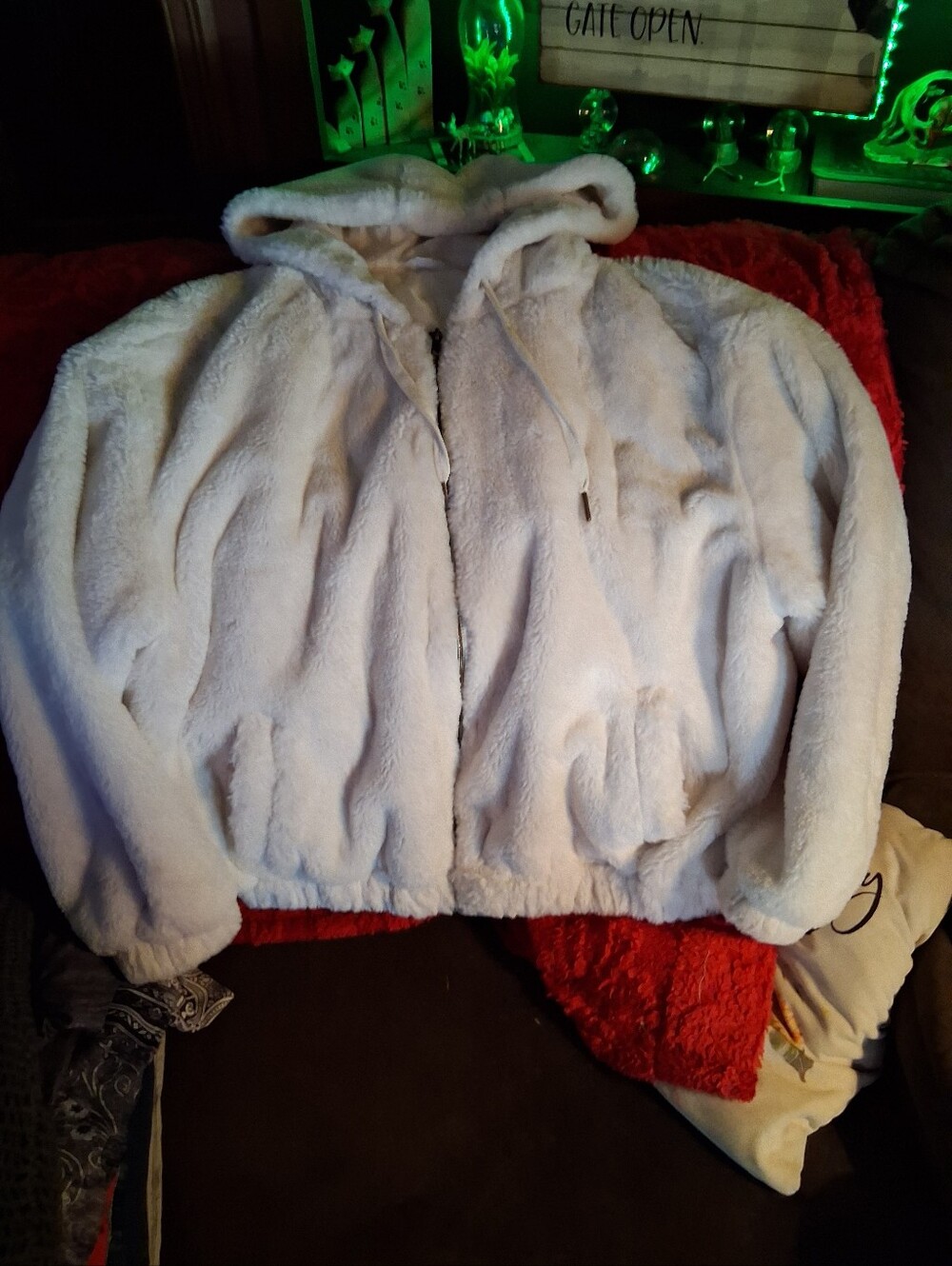 Cozy Plush Hooded Kids Jacket - White